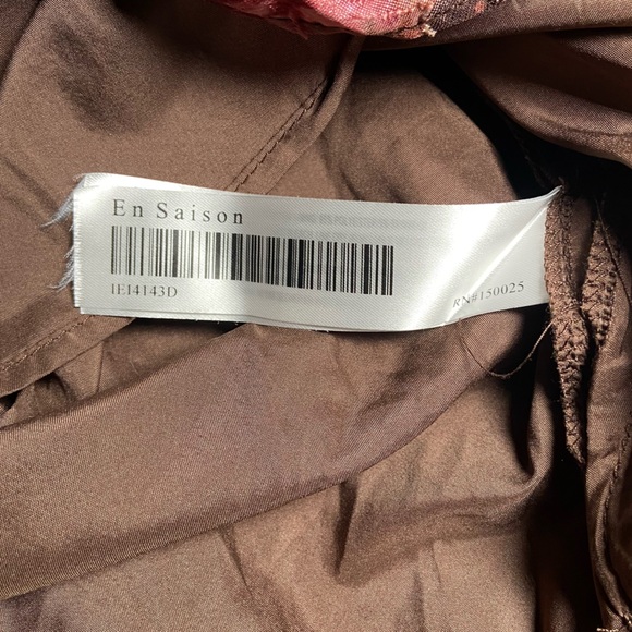 En Saison Jordan Ruffled Mini Dress A-Line Floral Long Sleeve Small Dark Brown - Picture 7 of 8